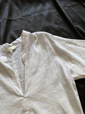 Vince Dolman Sleeve White Linen Top Size XS Minimalist Relaxed Summer